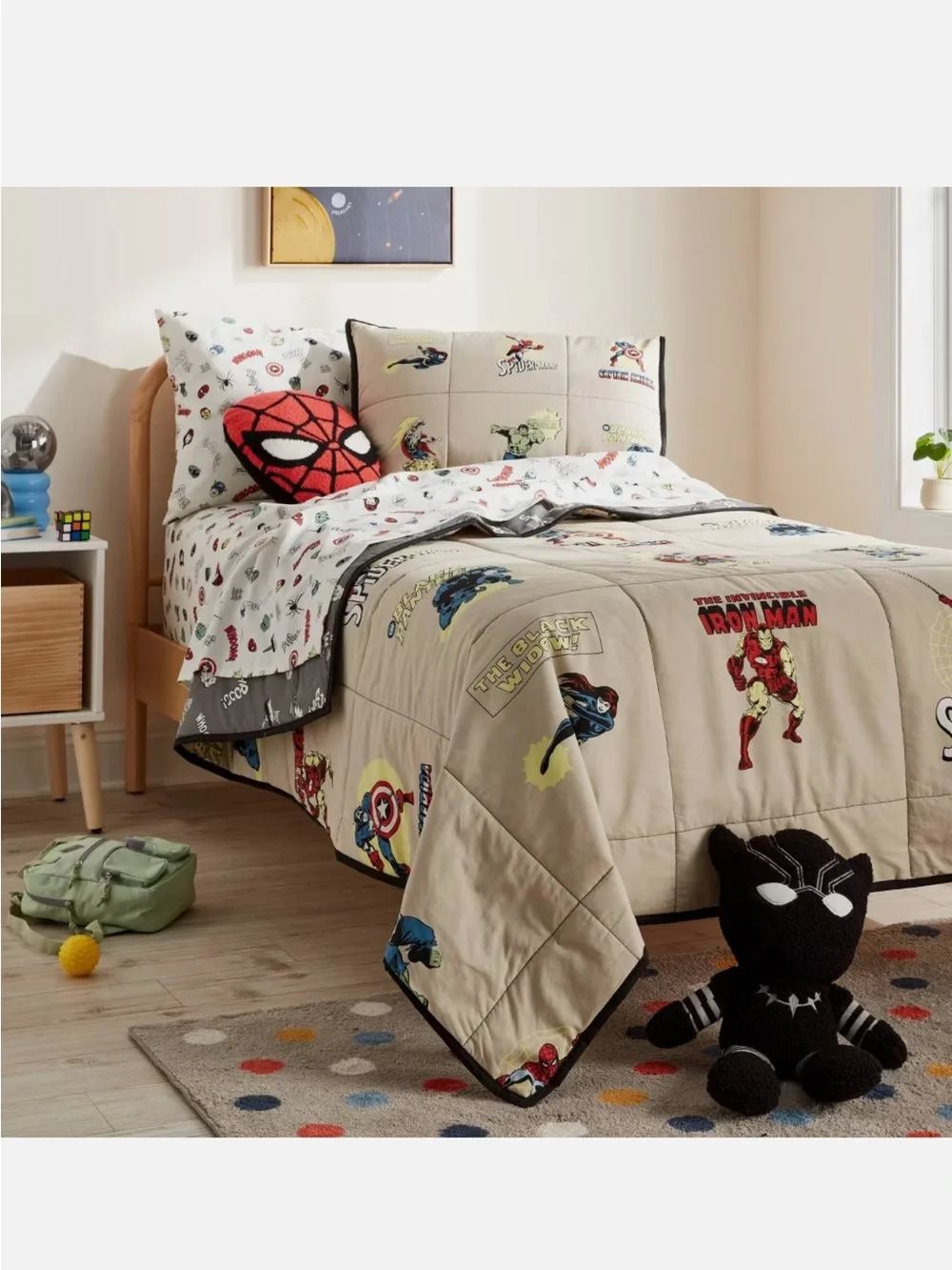 NWT Complete Set Marvel x Pillowfort Characters Quilt & Pillow Sham Full/Queen